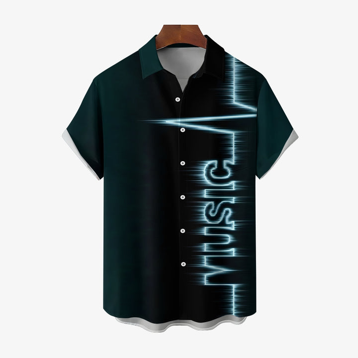 Music Electrocardiogram Casual Short Sleeve Shirt 2312000477