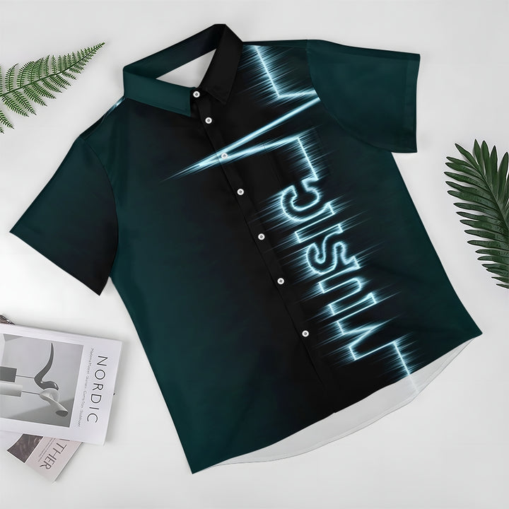 Music Electrocardiogram Casual Short Sleeve Shirt 2312000477