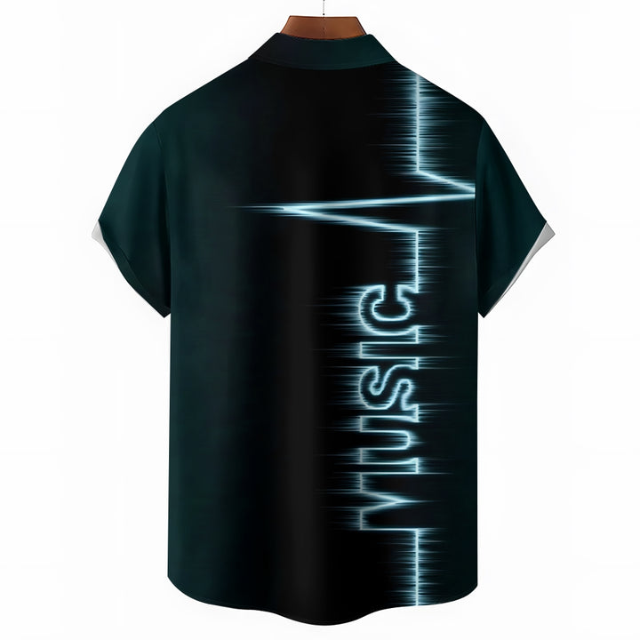 Music Electrocardiogram Casual Short Sleeve Shirt 2312000477