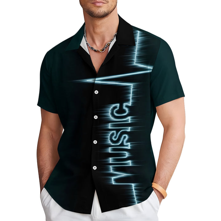 Music Electrocardiogram Casual Short Sleeve Shirt 2312000477