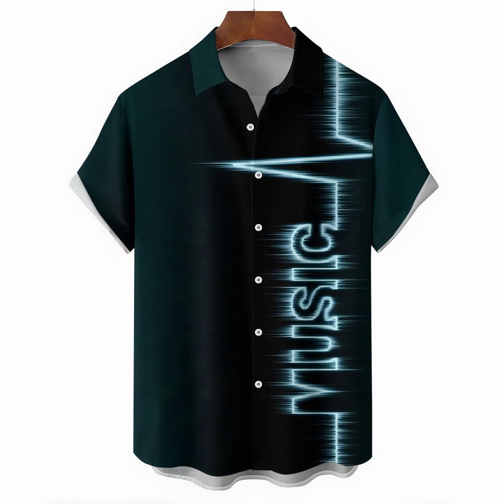 Music Electrocardiogram Casual Short Sleeve Shirt 2312000477