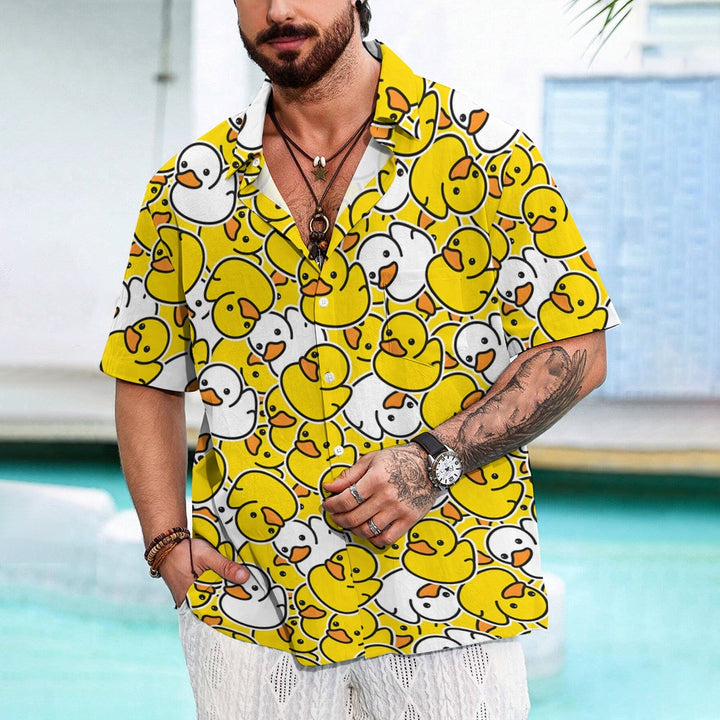 Men's Little Yellow Duck Jump Color Casual Fashion Short Sleeve Shirt 2307101456