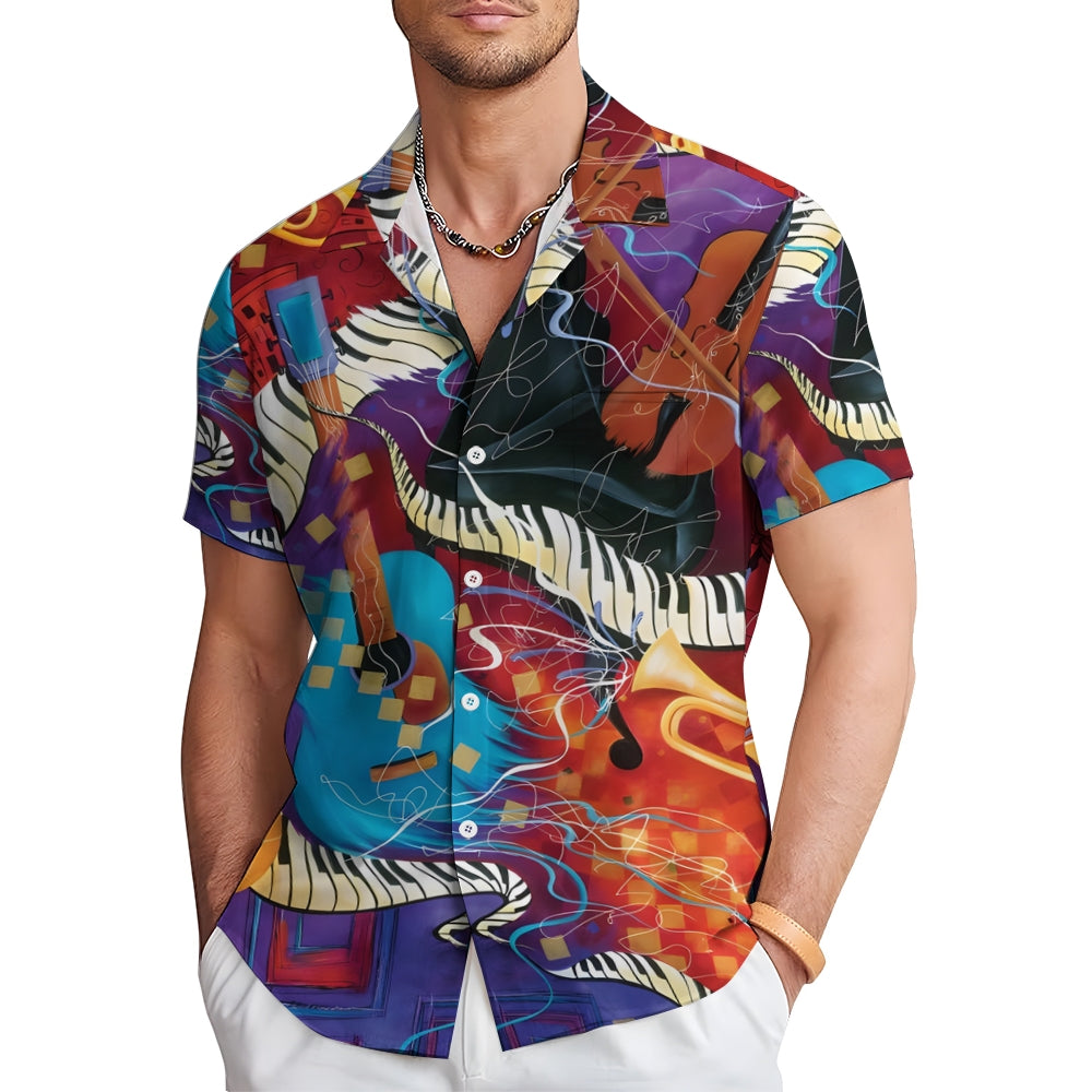 Men's Music Art Casual Short Sleeve Shirt 2312000502