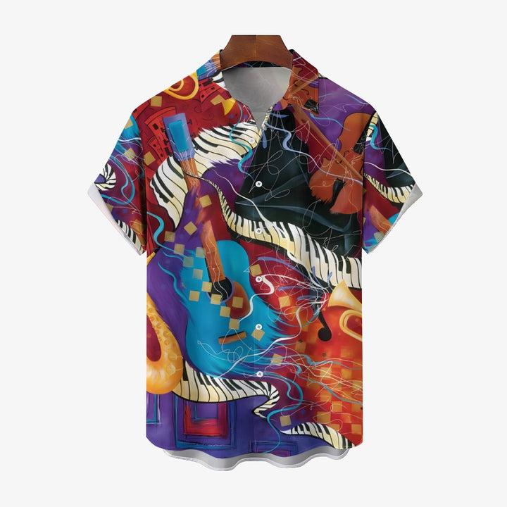 Men's Music Art Casual Short Sleeve Shirt 2312000502