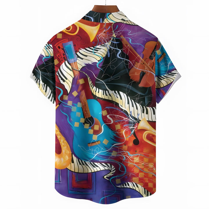 Men's Music Art Casual Short Sleeve Shirt 2312000502