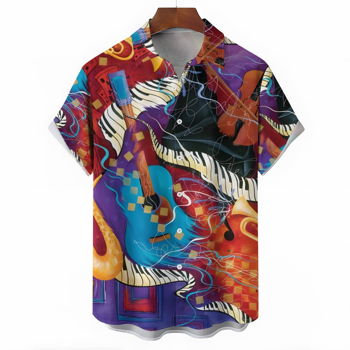 Men's Music Art Casual Short Sleeve Shirt 2312000502