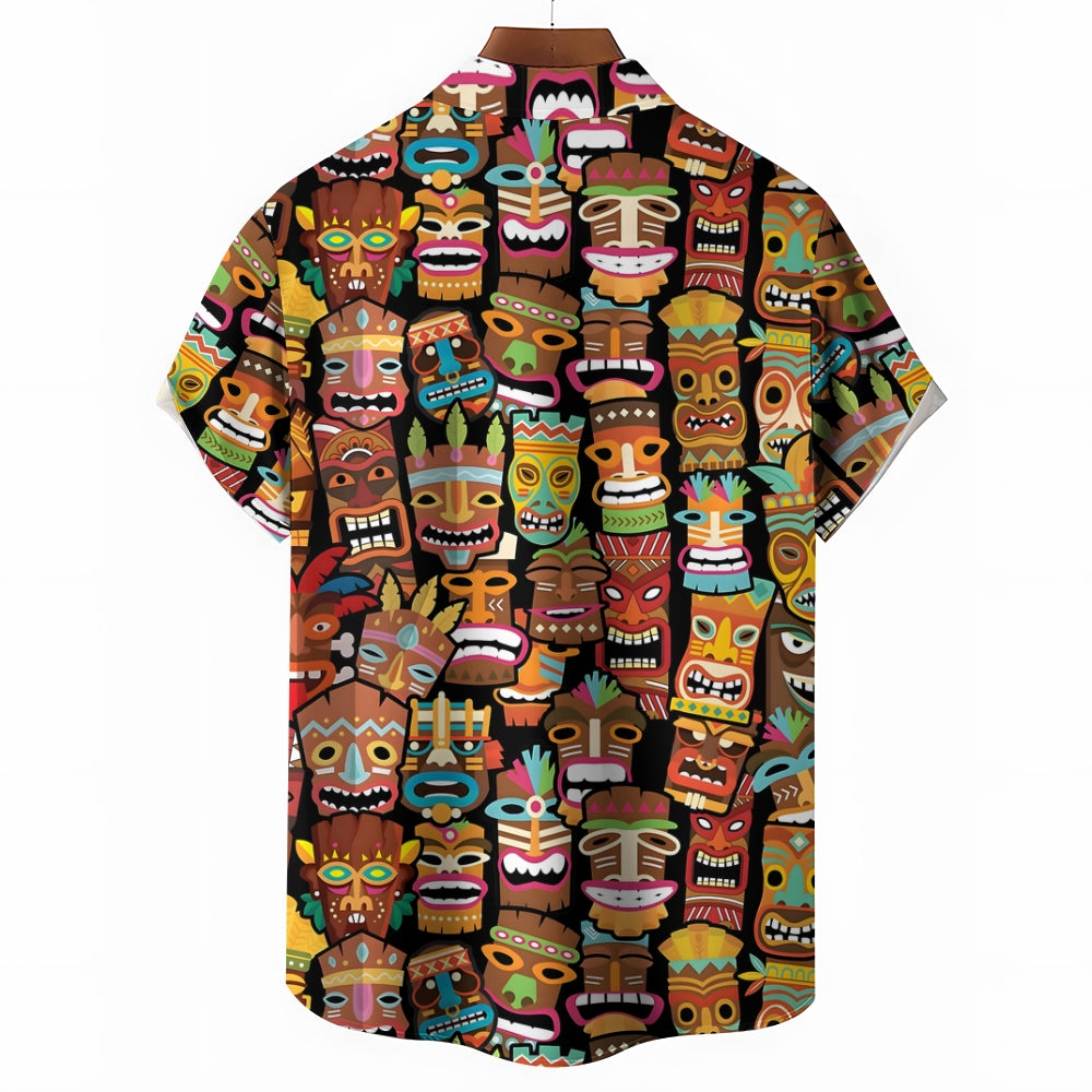 Men's Tiki Art Casual Short Sleeve Shirt 2312000293