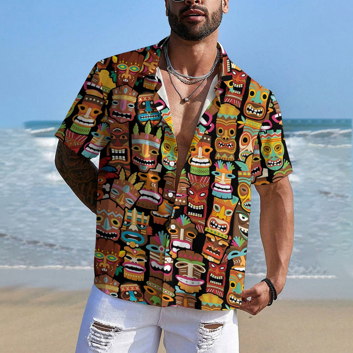 Men's Tiki Art Casual Short Sleeve Shirt 2312000293