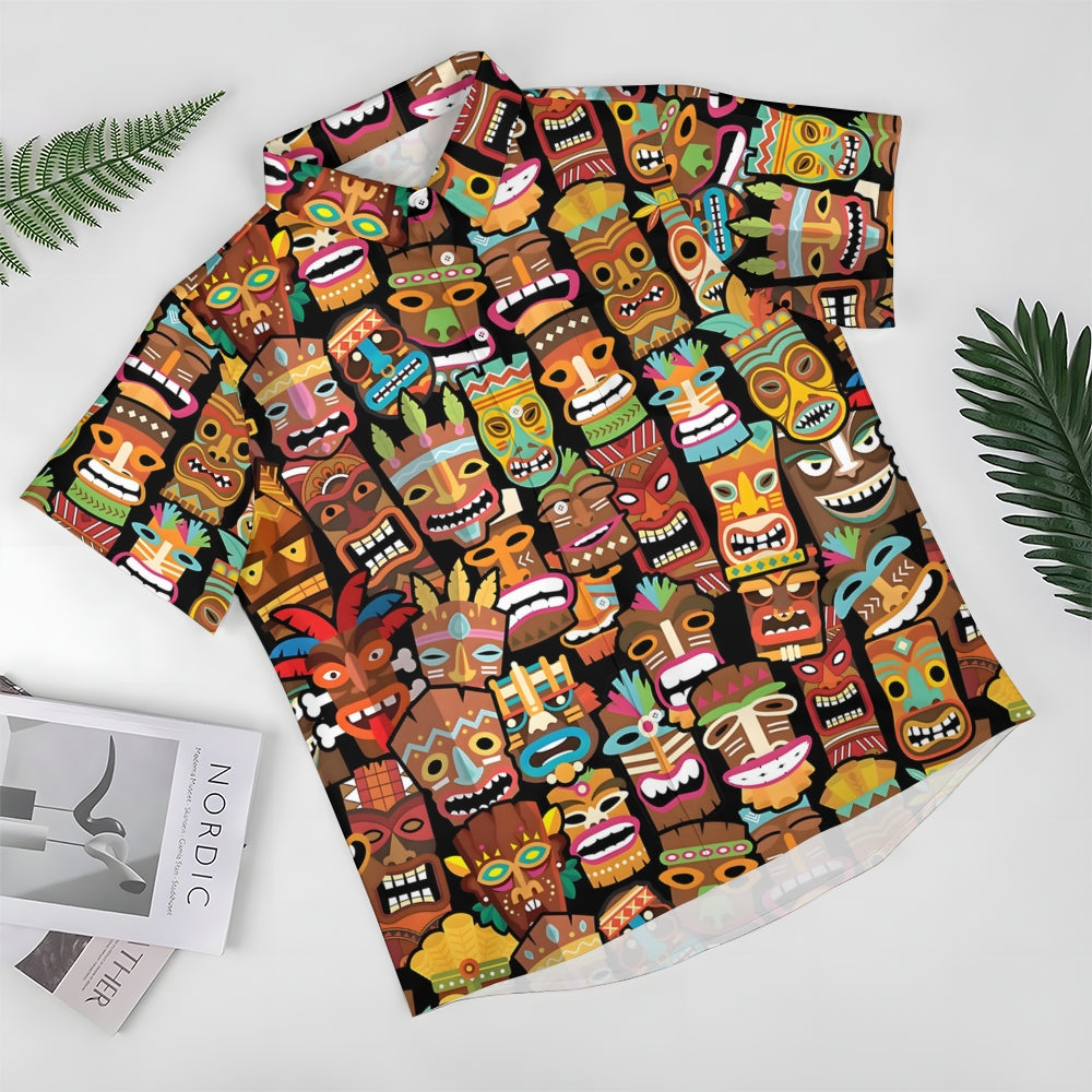 Men's Tiki Art Casual Short Sleeve Shirt 2312000293