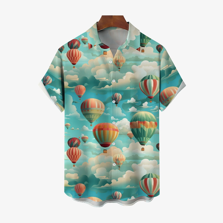 Men's Hot Air Balloon Casual Short Sleeve Shirt 2401000076