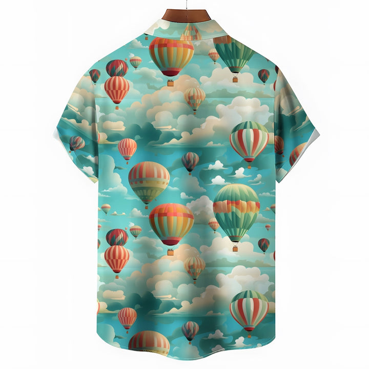 Men's Hot Air Balloon Casual Short Sleeve Shirt 2401000076