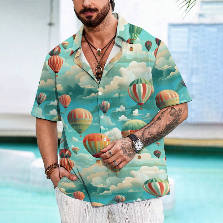 Men's Hot Air Balloon Casual Short Sleeve Shirt 2401000076