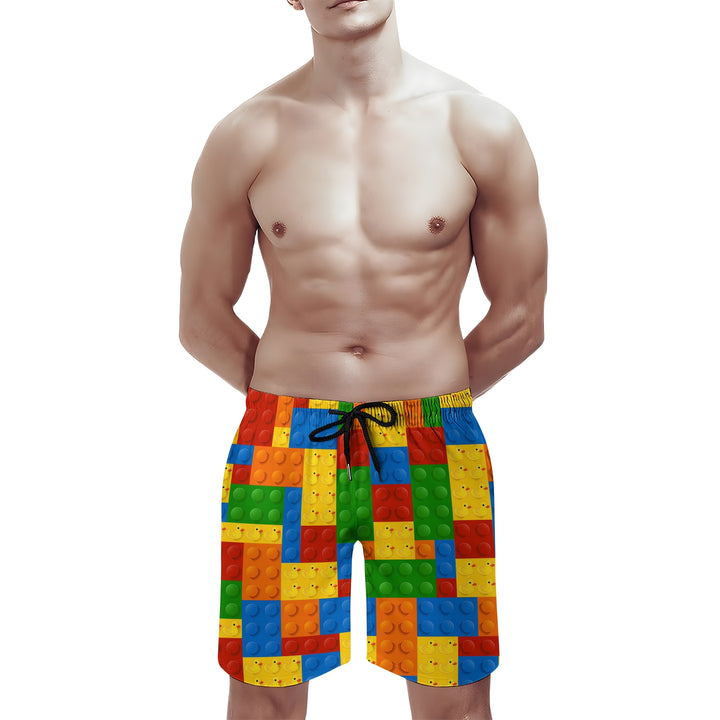 Men's 3D Building Blocks Sports Fashion Beach Shorts 2311000677