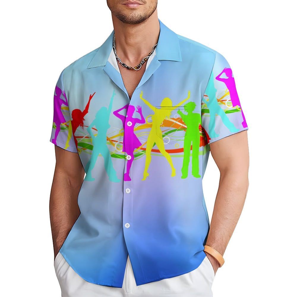 Music Festival Gradient Print Casual Vacation Shirt 2405002148