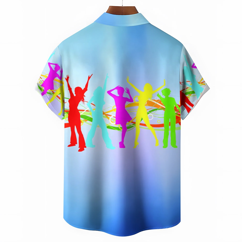 Music Festival Gradient Print Casual Vacation Shirt 2405002148