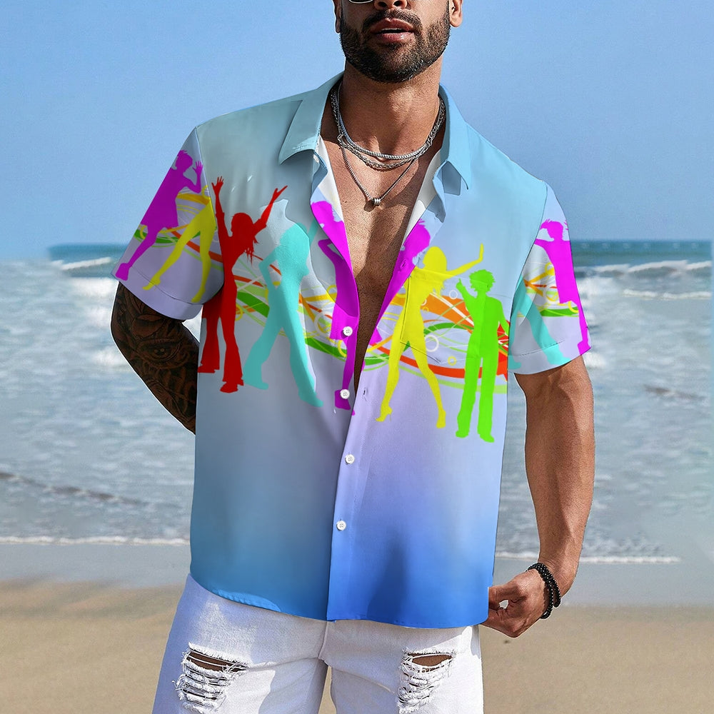 Music Festival Gradient Print Casual Vacation Shirt 2405002148