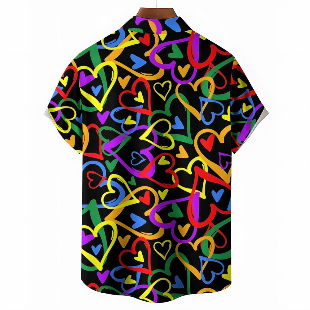 Men's Colorful Heart Casual Short Sleeve Shirt 2312000270