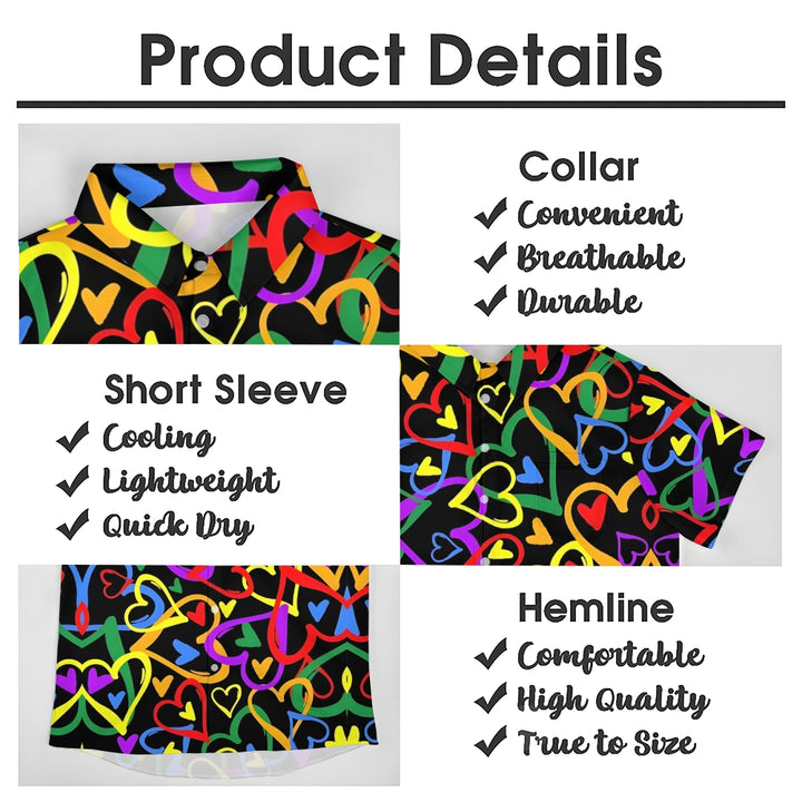 Men's Colorful Heart Casual Short Sleeve Shirt 2312000270
