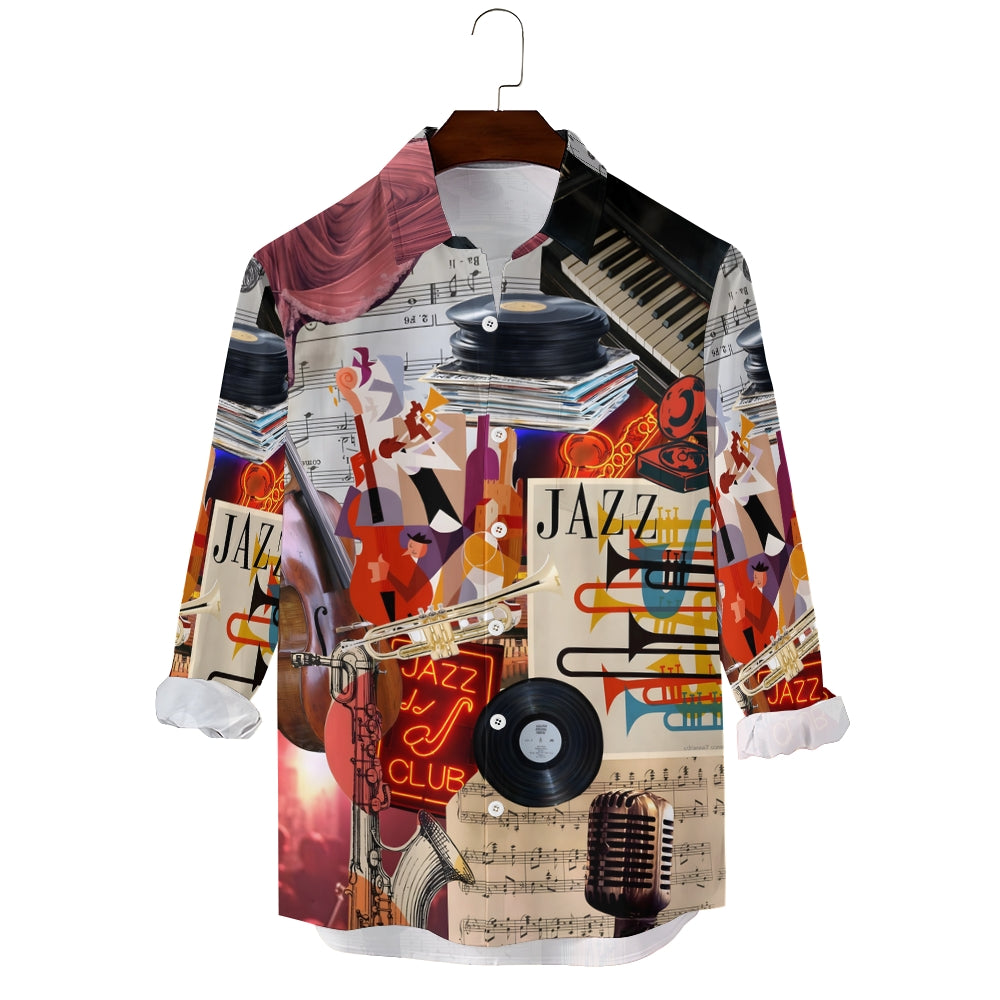 Casual Music Printed Long Sleeved Shirt 2309000887