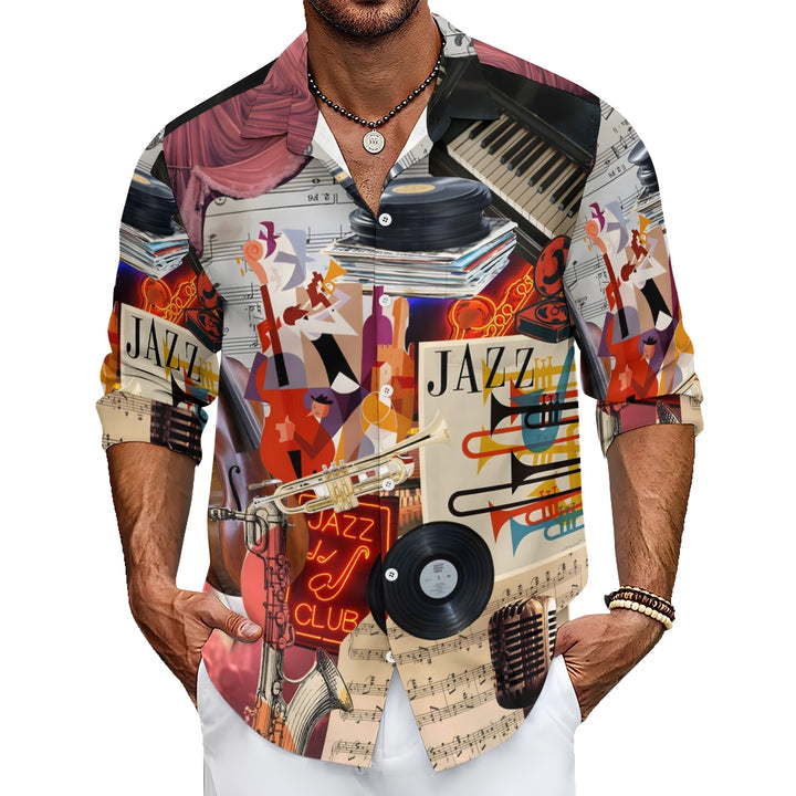 Casual Music Printed Long Sleeved Shirt 2309000887