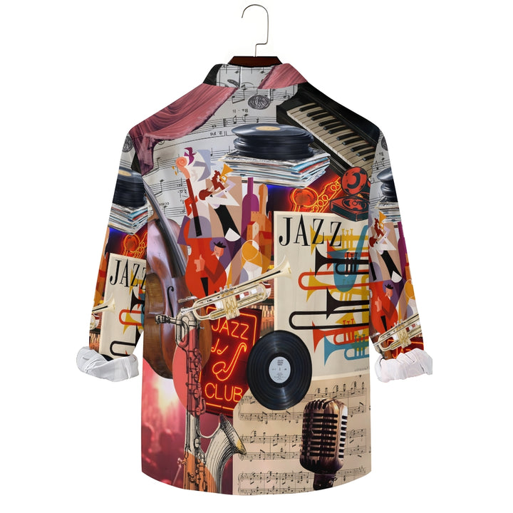 Casual Music Printed Long Sleeved Shirt 2309000887