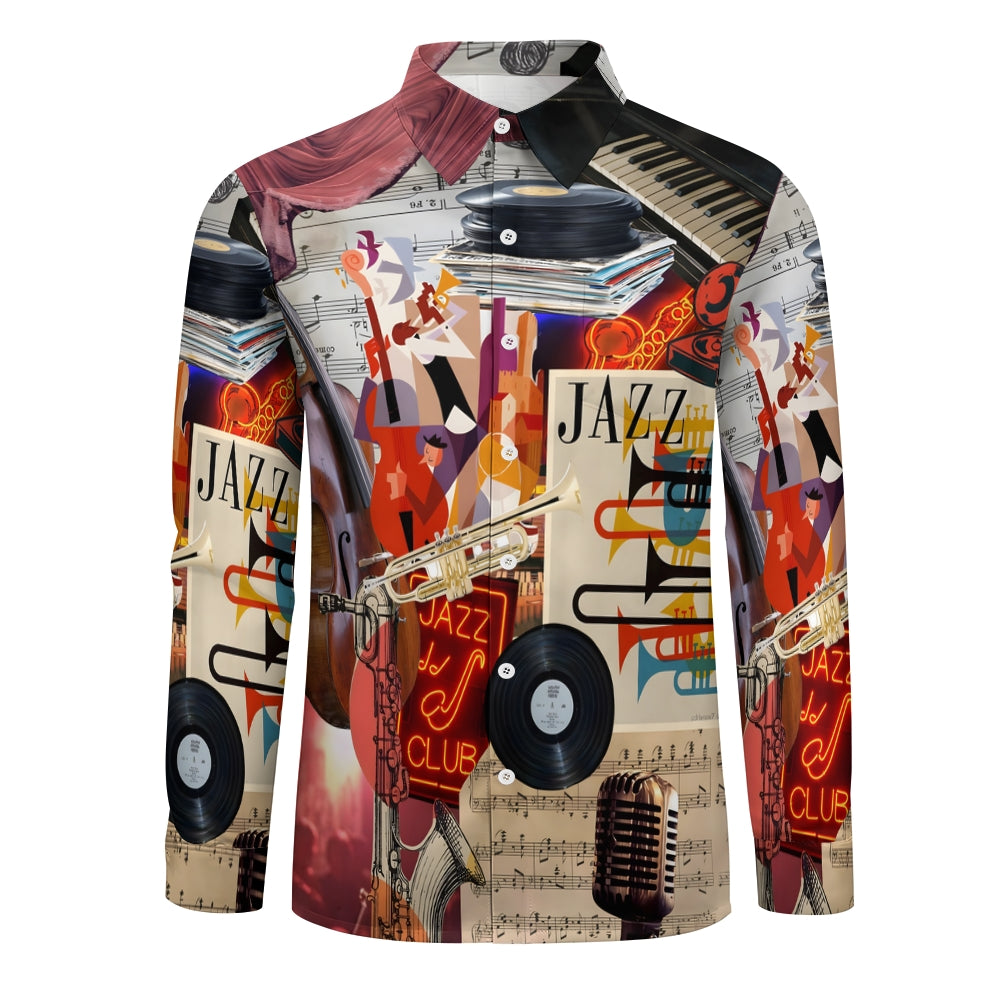 Casual Music Printed Long Sleeved Shirt 2309000887