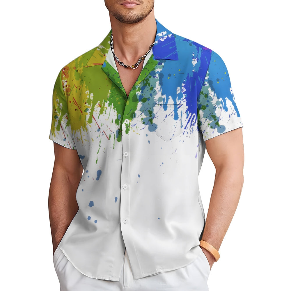 Art Print Casual Short-Sleeved Shirt 2405002178