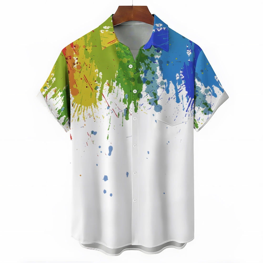 Art Print Casual Short-Sleeved Shirt 2405002178