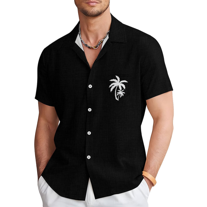 Men's Casual Hawaiian Print Button-Down Short Sleeve Shirt