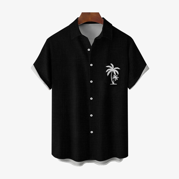 Men's Casual Hawaiian Print Button-Down Short Sleeve Shirt