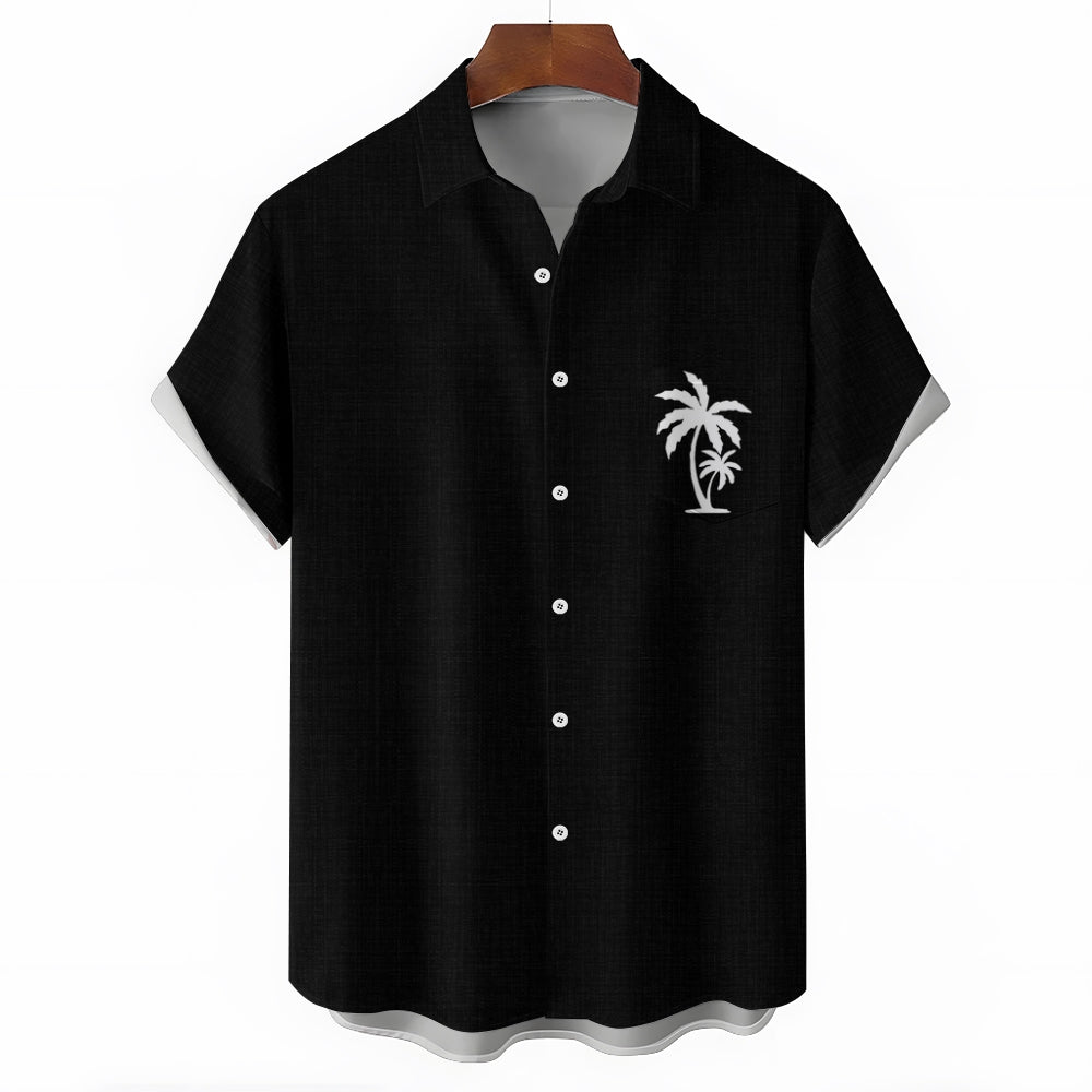 Men's Casual Hawaiian Print Button-Down Short Sleeve Shirt