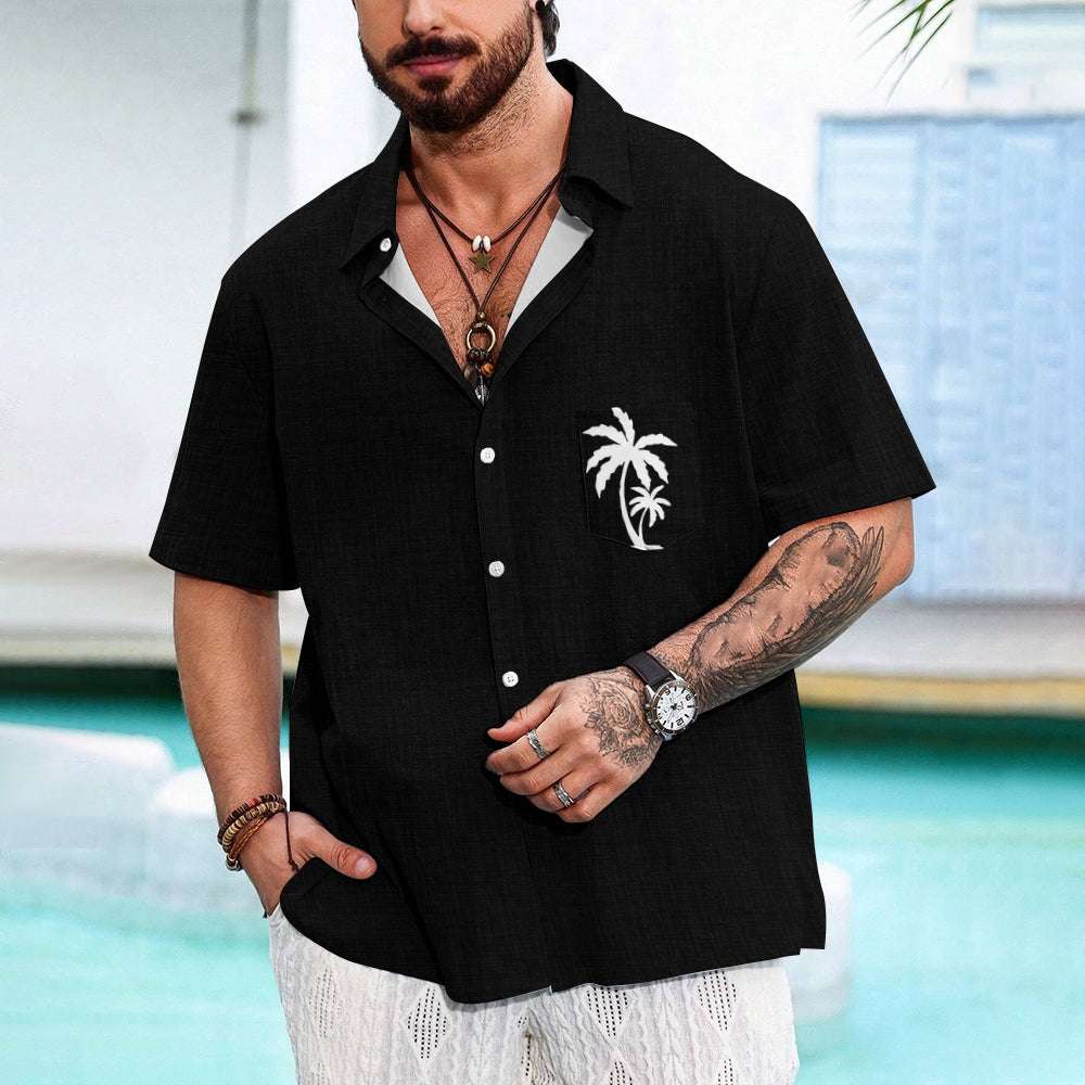 Men's Casual Hawaiian Print Button-Down Short Sleeve Shirt