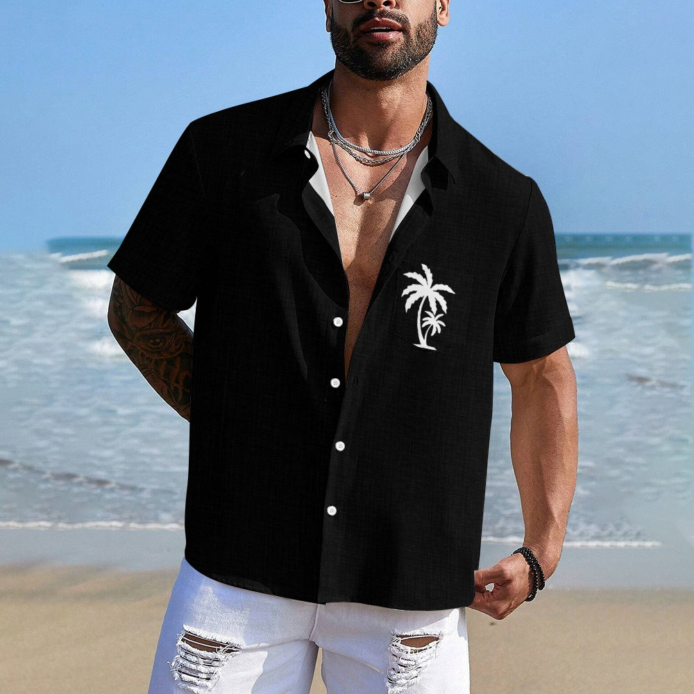 Men's Casual Hawaiian Print Button-Down Short Sleeve Shirt