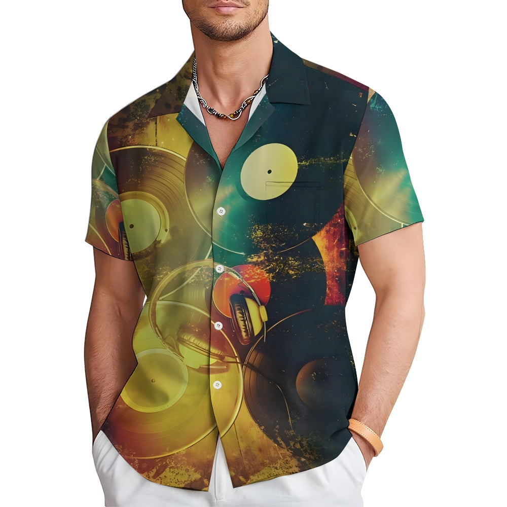Men's Vinyl Casual Short Sleeve Shirt 2311000249