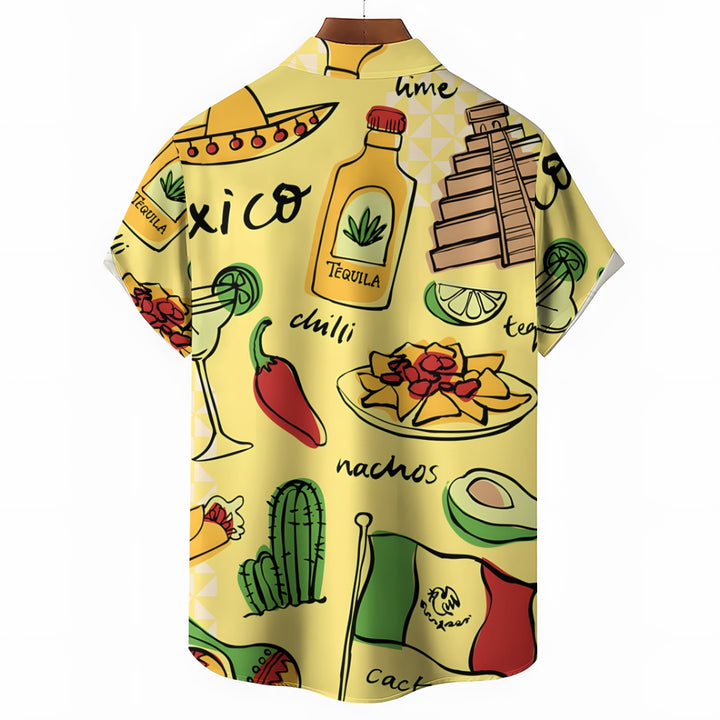 Mexican Tacos Chest Pocket Short Sleeve Hawaiian Shirt 2401000192