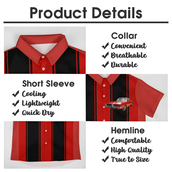 Men's Classic Retro Car Print Casual Short Sleeve Shirt 2402000232