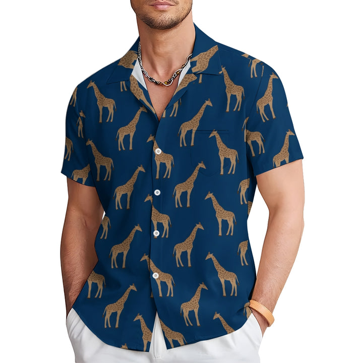 Men's Giraffe Casual Short Sleeve Shirt 2312000252