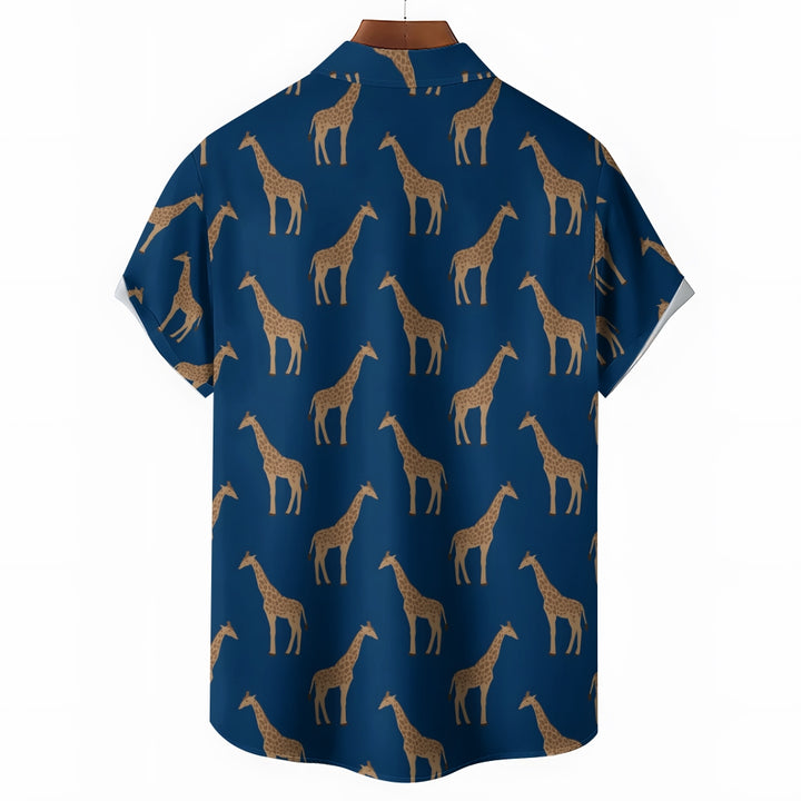 Men's Giraffe Casual Short Sleeve Shirt 2312000252