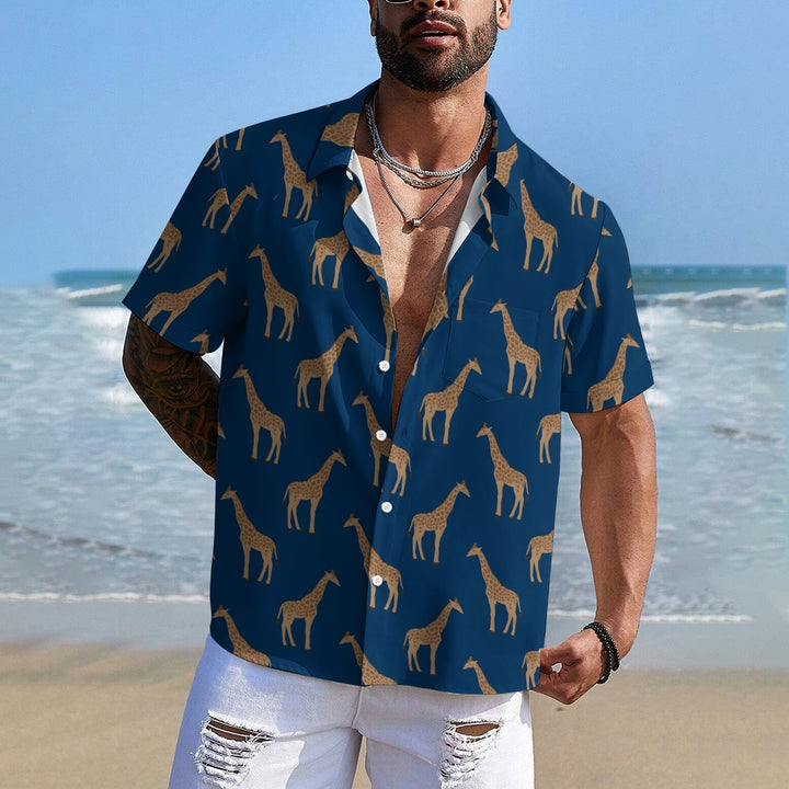 Men's Giraffe Casual Short Sleeve Shirt 2312000252