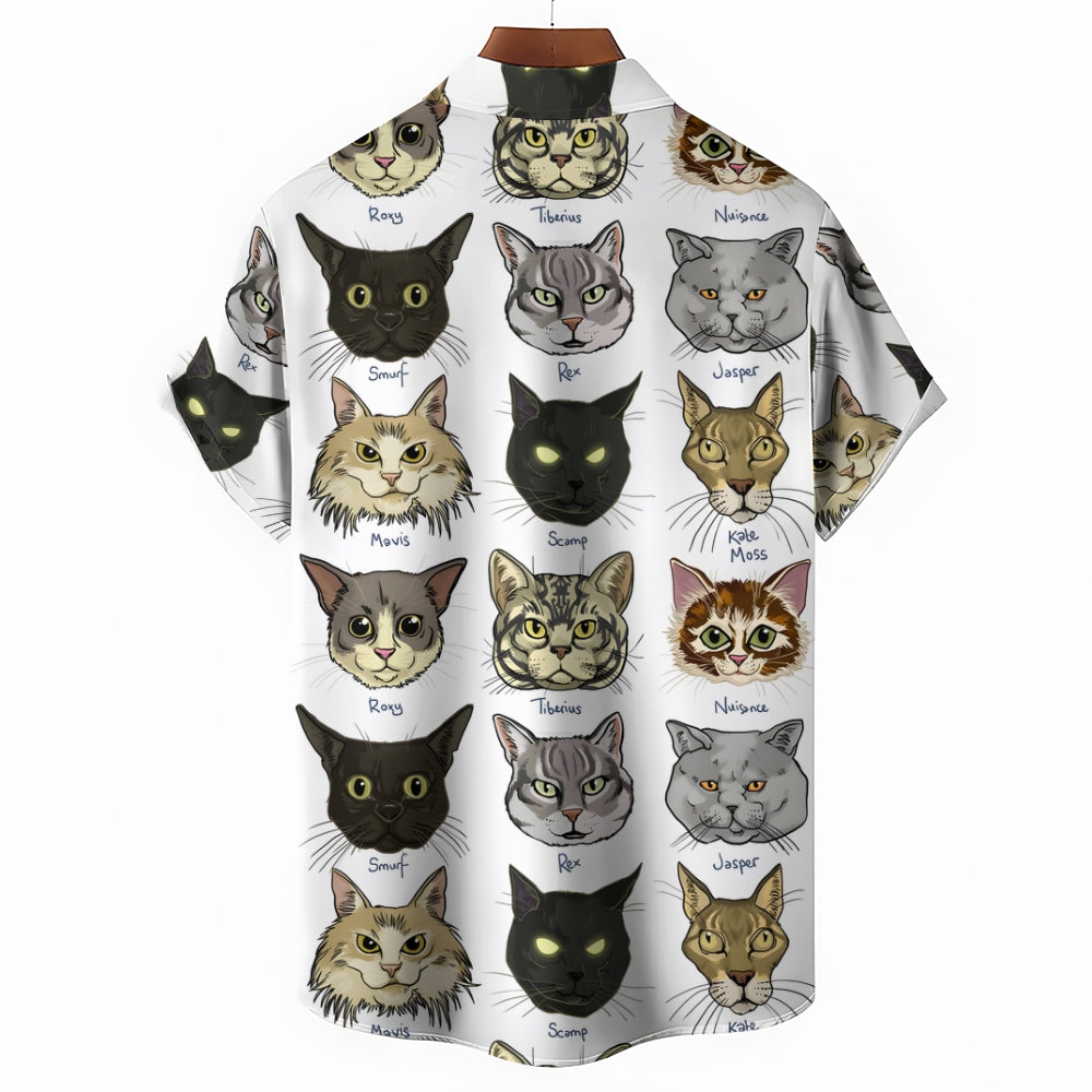 Men's Cat 3D Print Casual Short Sleeve Shirt 2405002335