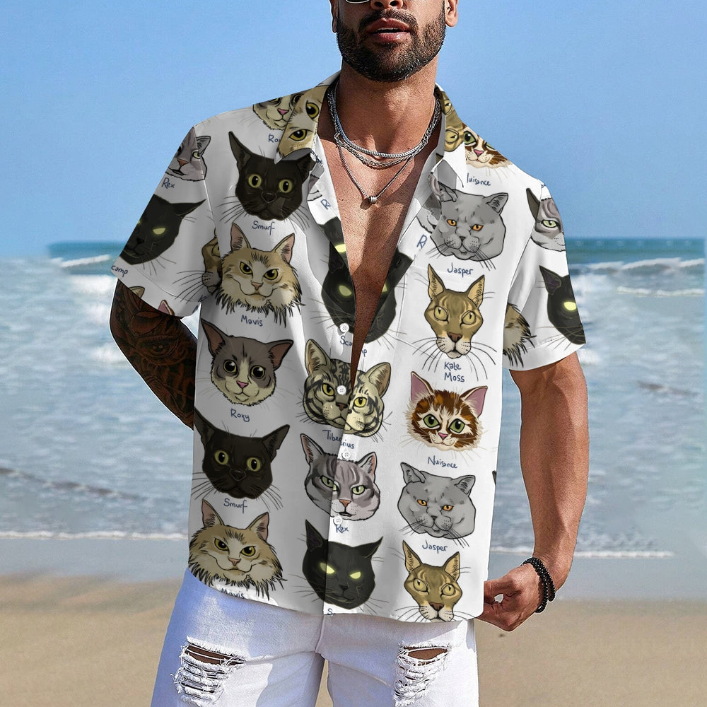 Men's Cat 3D Print Casual Short Sleeve Shirt 2405002335