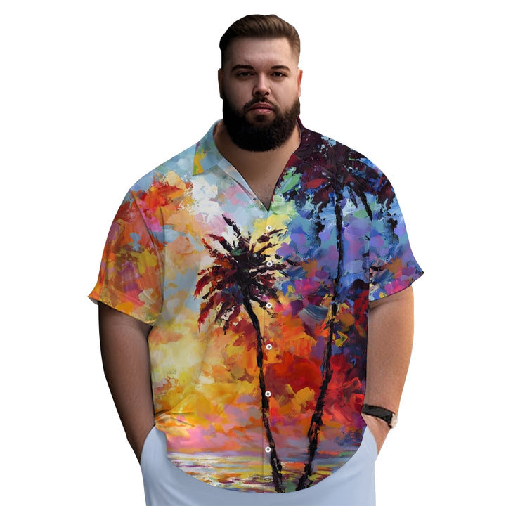 Hawaiian Coconut Tree Oil Painting Art Print Short Sleeve Shirt 2404001791
