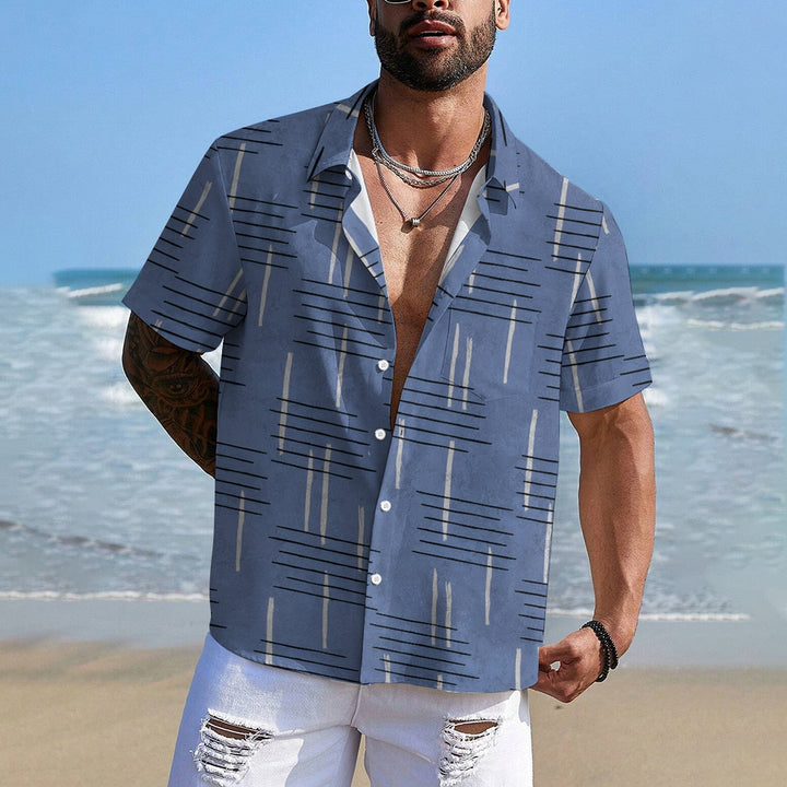 50's Retro Geometric Line Print Casual Vacation Shirt 2406000044