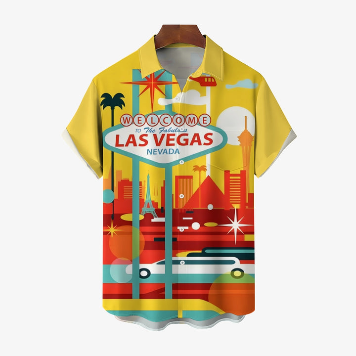 Vintage Las Vegas Vacation Poster Print Short-Sleeved Shirt 2406000050