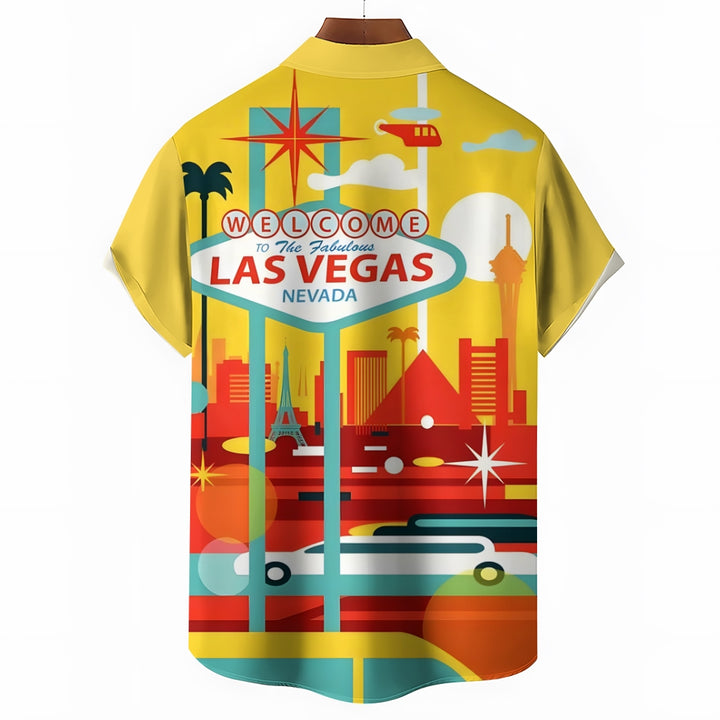 Vintage Las Vegas Vacation Poster Print Short-Sleeved Shirt 2406000050