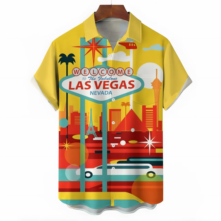 Vintage Las Vegas Vacation Poster Print Short-Sleeved Shirt 2406000050