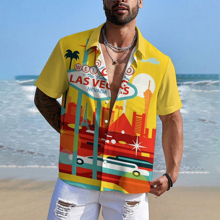 Vintage Las Vegas Vacation Poster Print Short-Sleeved Shirt 2406000050