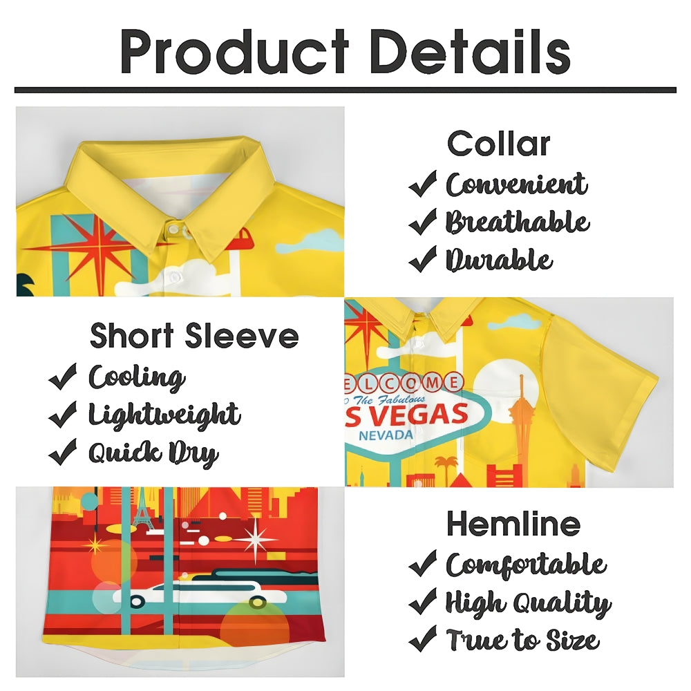 Vintage Las Vegas Vacation Poster Print Short-Sleeved Shirt 2406000050