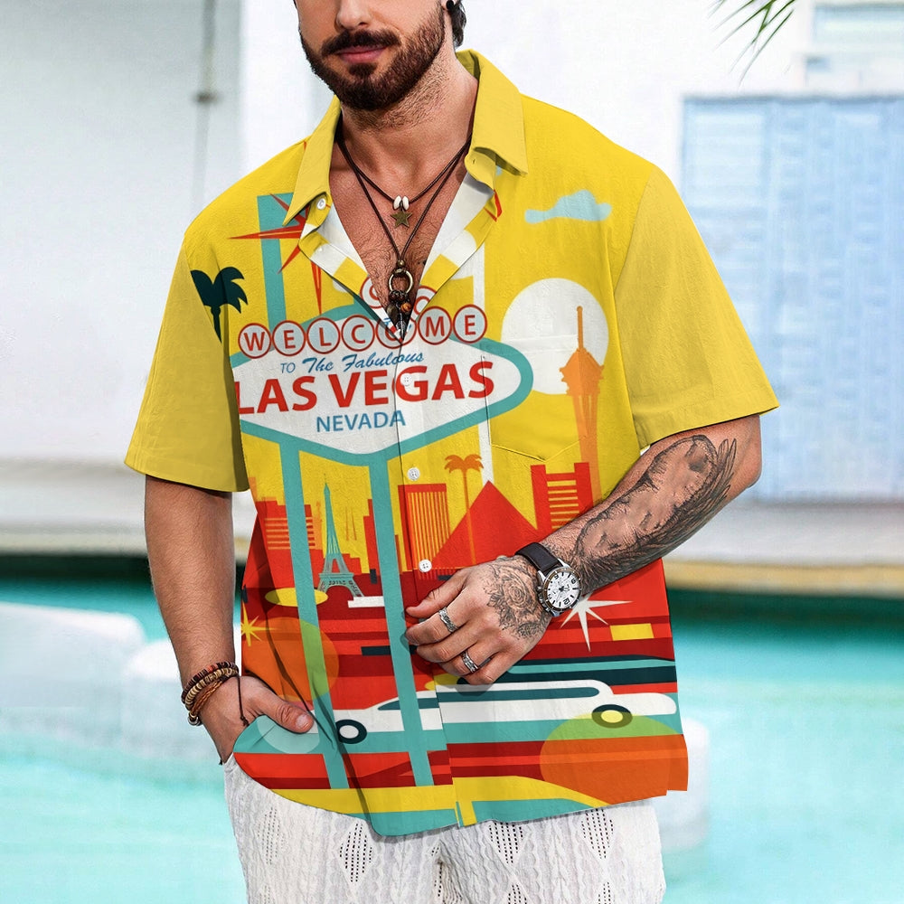Vintage Las Vegas Vacation Poster Print Short-Sleeved Shirt 2406000050