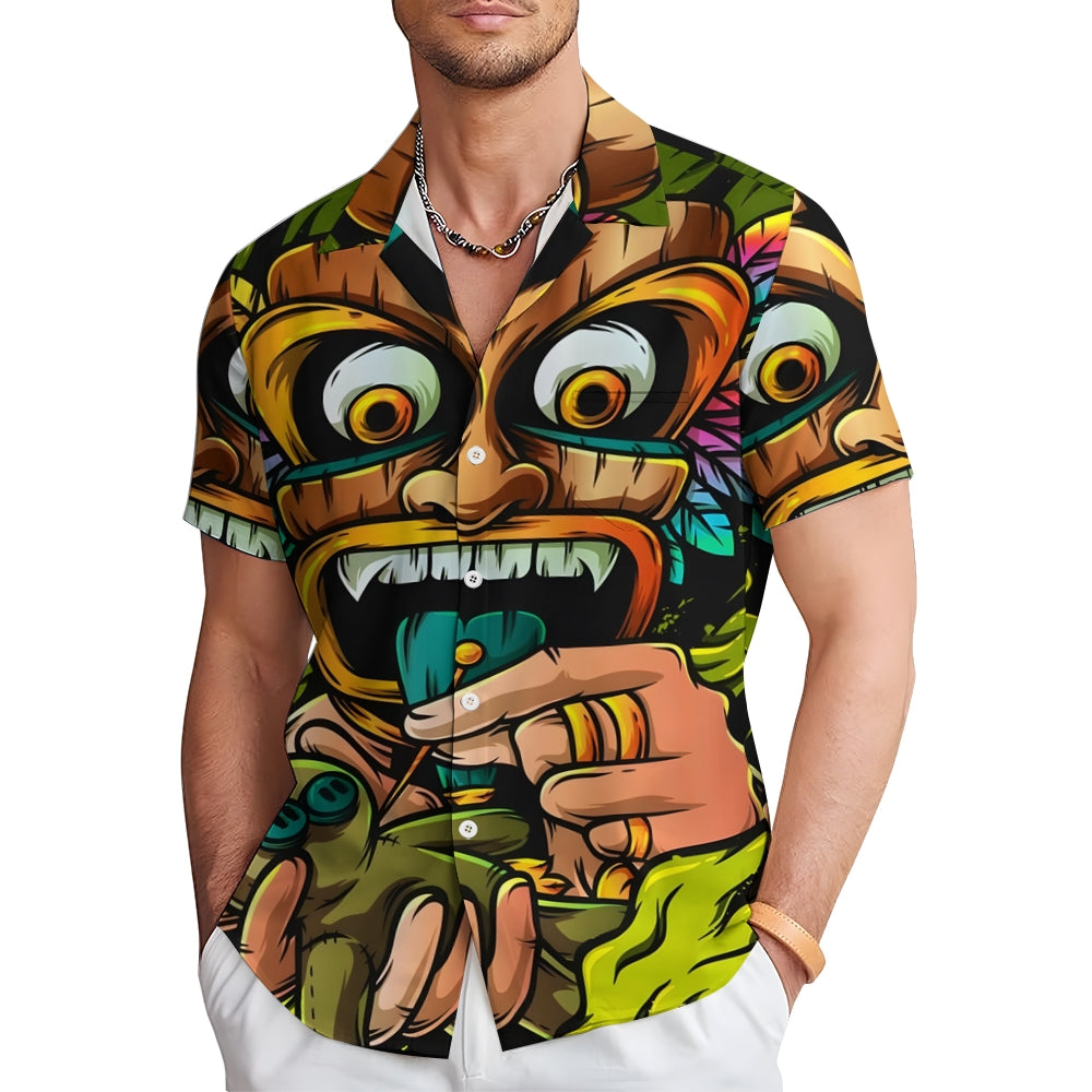 Men's TIKI Art Casual Short Sleeve Shirt 2312000351